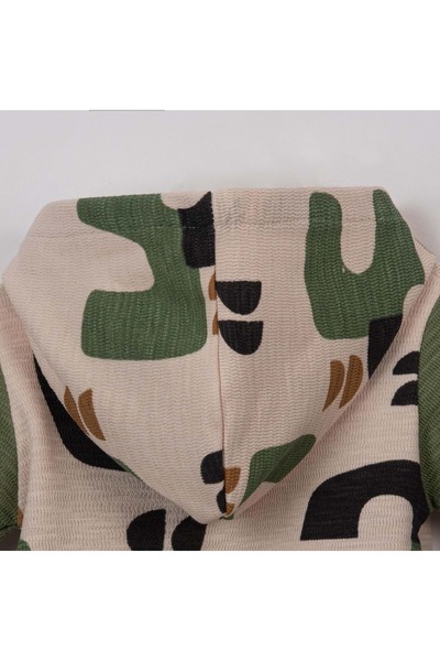 Necix's Hooded Patterned Jumpsuit Without Booties Olive Green