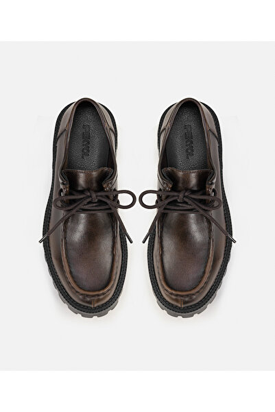 İpekyol Deri görünümlü bağcıklı makosen