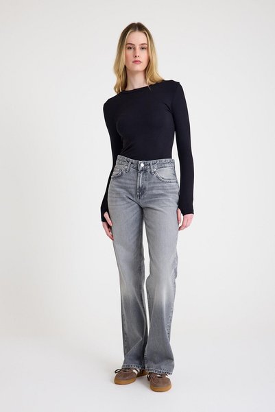 NİLİST Wide leg Bol Paça Kadın Gri Denim Jean Kot Pantolon
