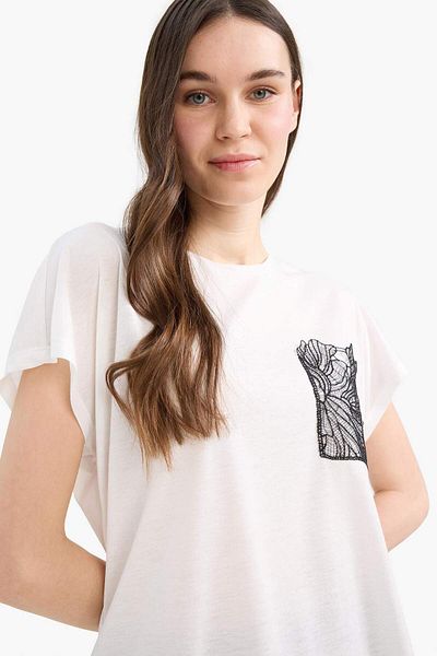 DeFacto Regular Fit Crew Neck Printed Short Sleeve T-Shirt E9054Ax25Sm