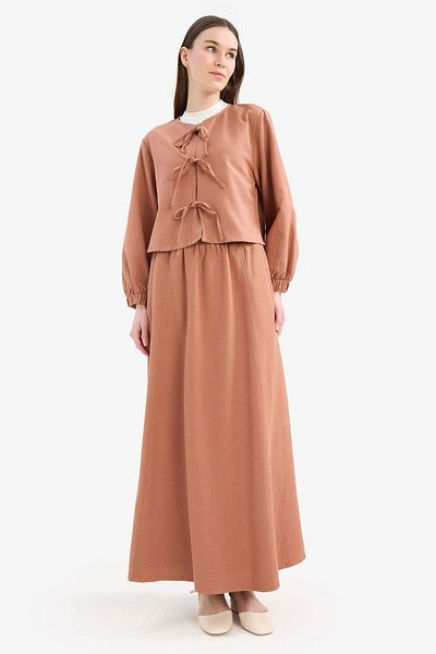 DeFacto A-Linien-Maxi-Hijab-Rock aus Leinenmischung E5371AX25SP