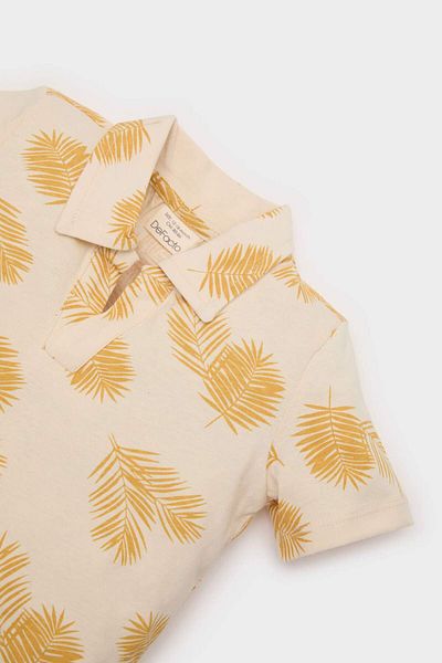 DeFacto Baby Boy Polo Neck Palm Pattern Short Sleeve T-Shirt E6764A525Sm