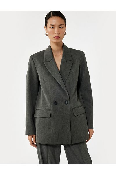 Koton Jachetă oversize cu mânecă lungă din amestec de viscoză