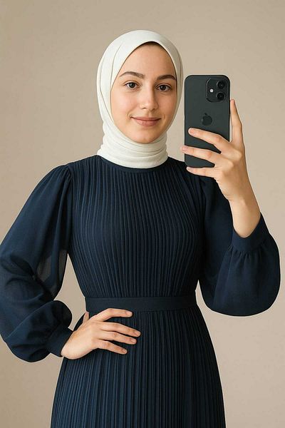 Trendy Mall Pleated Chiffon Hijab Dress
