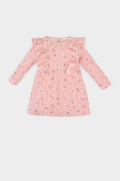 DeFacto Baby Girl Floral Long Sleeve Waffle Dress D9563A525Sp