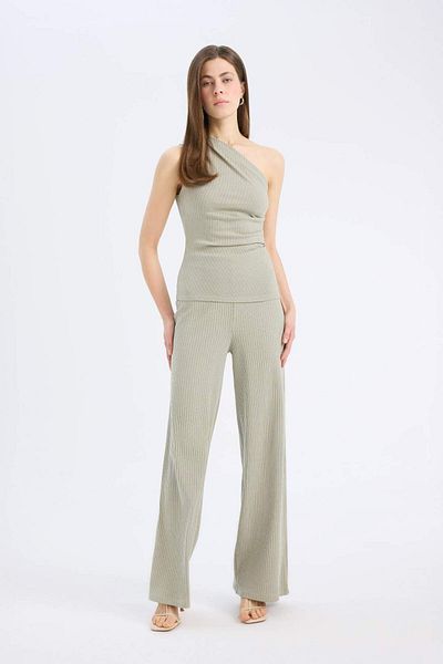 DeFacto Slim Fit Slim Fit Ribbed Camisole Basic Straight Trousers E5783Ax25Sp