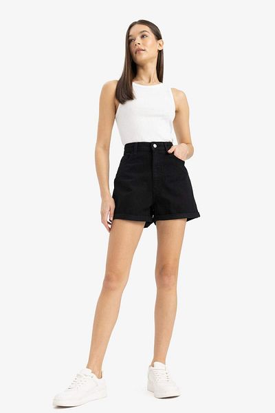 DeFacto Pantaloni scurți din denim cu talie înaltă Mom Fit E0926AX25SM