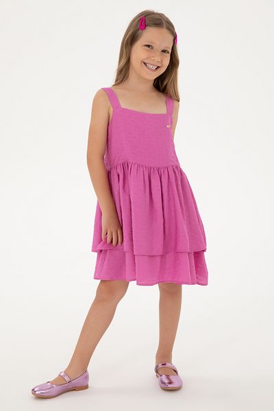U.S. Polo Assn. Girls Fuchsia Ruffle A-Form Suspender Woven Dress 50306592-Vr023
