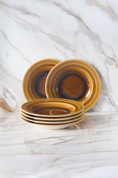 Güral Porselen Valeron 6 Pieces 22 cm Pit Dinner Plate Reactive Saura 137