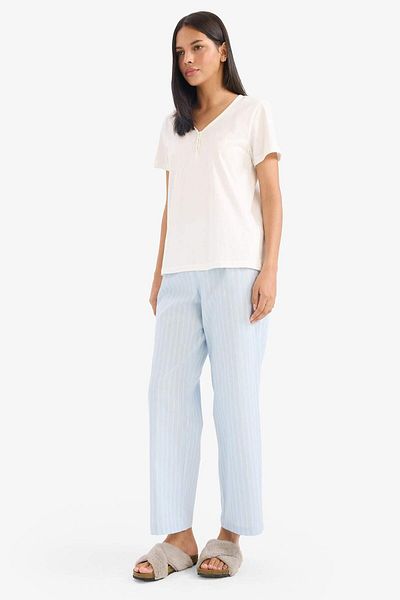 DeFacto Pantaloni de pijama lungi din poplin - Fall in Love E7653AX25SP