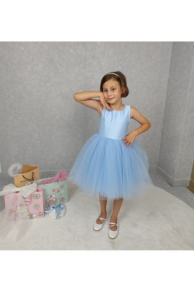 MadyaButik Вечерна синя рокля за момичешки остров