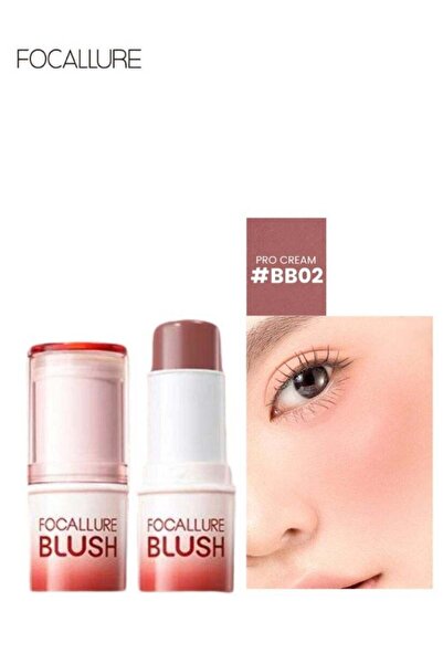 Focallure أحمر خدود برو كريم ستيك ناعم متعدد الاستخدامات يدوم طويلاً #BB02