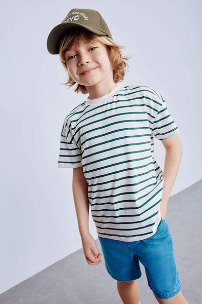 DeFacto Baby Boy Crew Neck Striped Short Sleeve T-Shirt E6740A525Sm