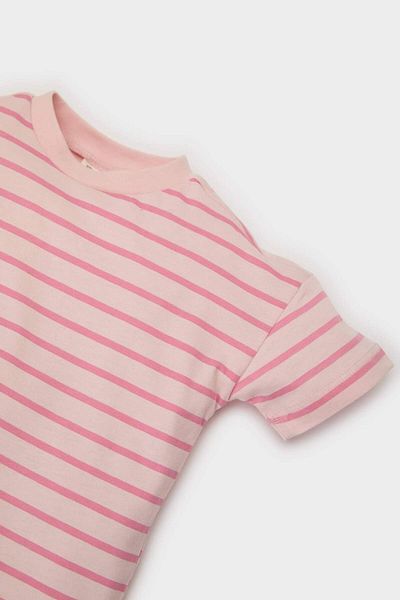 DeFacto Baby Girl Crew Neck Striped Short Sleeve T-Shirt E5415A525Sm