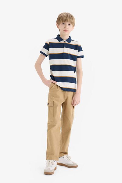 DeFacto Boy's Polo Neck Striped Pique Short Sleeve T-Shirt D7826A825Sm
