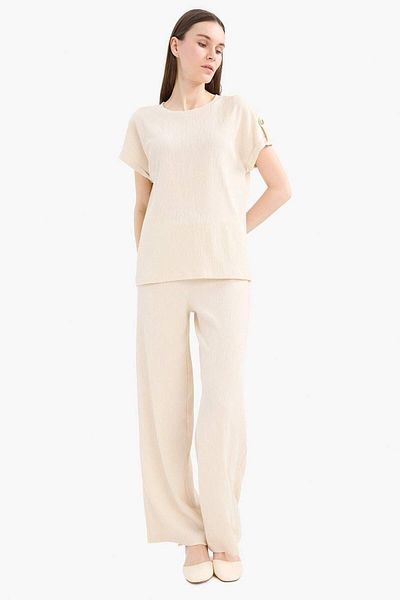 DeFacto Wrap-Around Pants Wide Leg Wide Wide Leg Stretchy Waisted C0200Ax25Sp