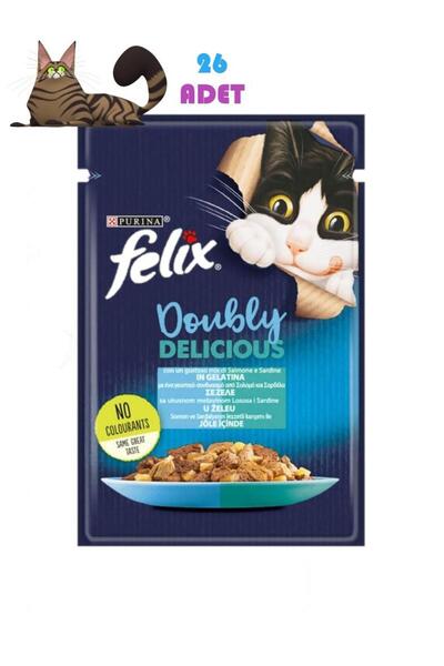 FELIX Adult Jöle İçinde Somon Sardalya 85 Gr Yaş Mama 26 ADET