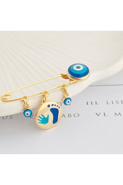 Kyver Baby Lapel Pin Baby Charm Hand Footprint Lapel Pin Gold