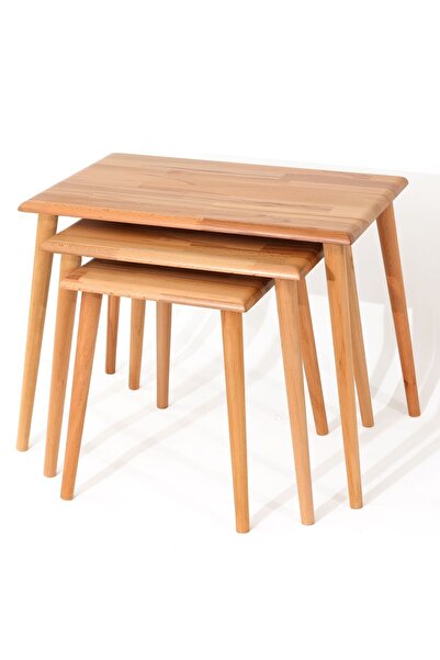 Ekübya Home Dikdörtgen Masif Doğal Tekli, 2'li, 3'lü Zigon Sehpa Set, Modern ...