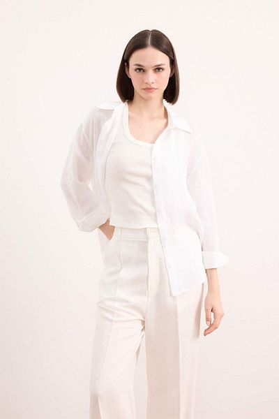 DeFacto Cămașă cu mânecă lungă, 100% in, oversize, cu croială largă, de bază, roz uni Z6638AZ25SP
