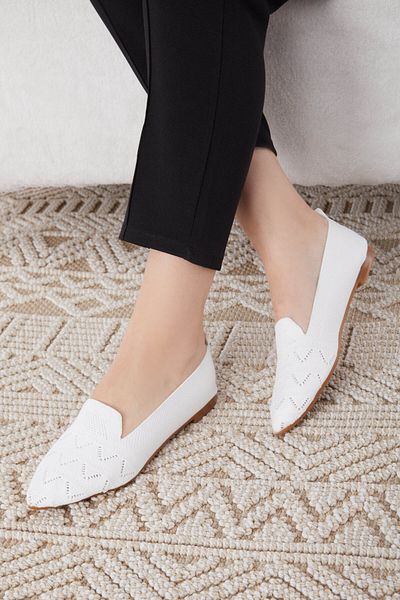TOFİSA Women's White Ballerinas - 25202