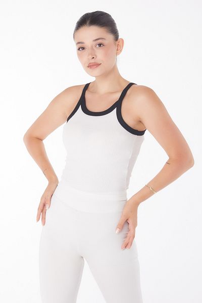 TOFİSA Thick Strap Crop Ecru - 25957