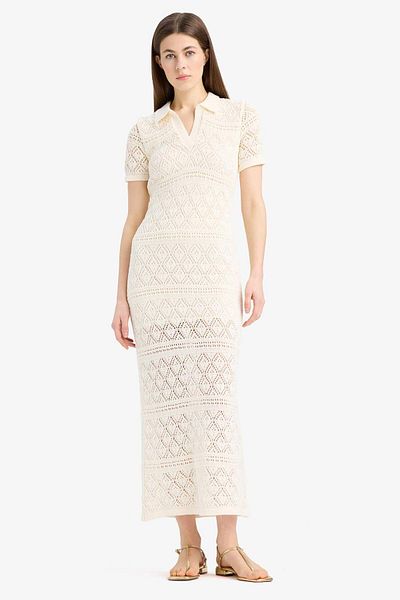 DeFacto Polo Neck Short Sleeve Lace Maix Dress E8859Ax25Sp