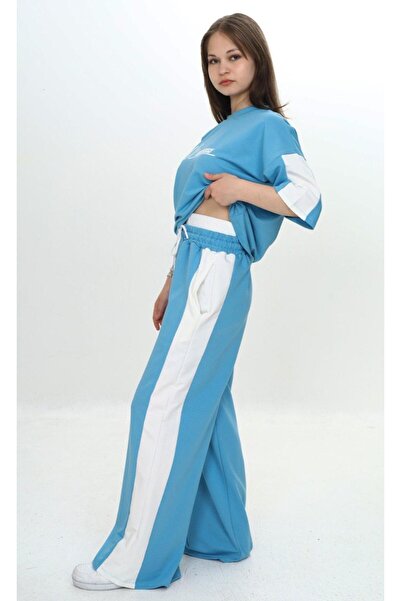 Asortix Girl's 100% Cotton London Printed Oversize Garnished Three-Collar Sleeve Tracksuit Set-293