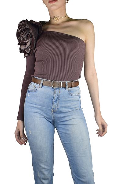GoDeri Curea de damă 100% piele naturală maro cu cataramă argintie, punte metalica, 3 cm=3cm-kd-41-argint