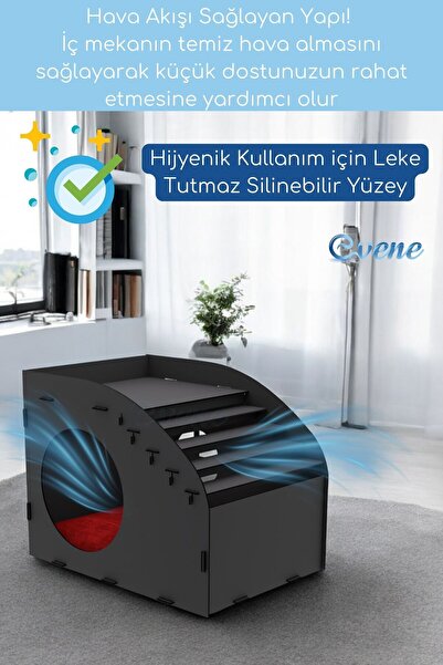 Evene Kedi Evi Kedi Yuvası Kedi Kulübesi Ahşap Kedi Evi Büyük Kedi Evi Model 5 Siyah