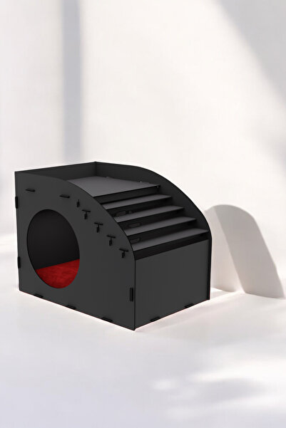 Evene Kedi Evi Kedi Yuvası Kedi Kulübesi Ahşap Kedi Evi Büyük Kedi Evi Model 5 Siyah