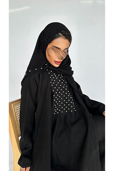 outline Pearl abaya with attached dress and distinctive veil