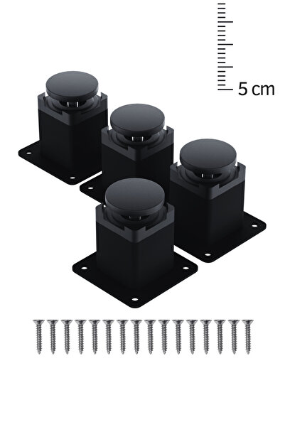 wooden lane studio Metal Mobilya Ayağı 5 Cm Mat Siyah 4’lü Set – 40x40 Kare P...