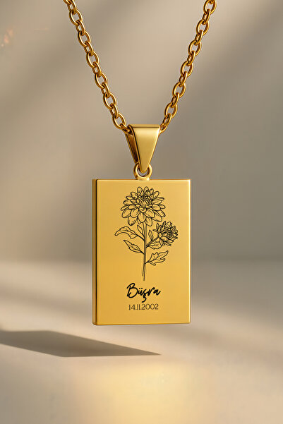 ArtinArt Doğum Ayı Çiçeği Kolye Kasım | "Kasımpatı" | 316L Çelik | Hediye Kut...