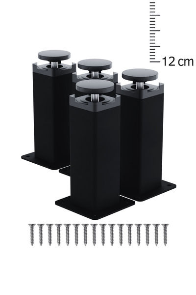 wooden lane studio Metal Mobilya Ayağı 12 Cm Mat Siyah 4’lü Set – 40x40 Kare ...