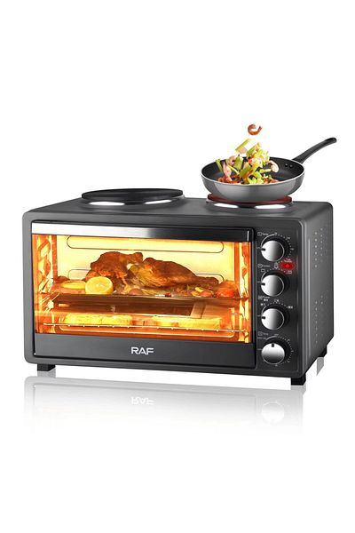 raf Oven with Electric Hob - 2 in 1, 30L Stainless Steel, 1500W+1600W, Hot Air, Grill, Timer, R 5310S