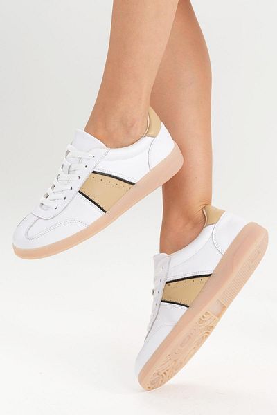 Mio Gusto Pantofi sport de damă Emilia din piele naturală de culoare albă