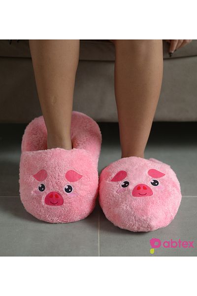 NİLOŞUM Pabtex Cute Animal Patterned Casual Size Plush Slippers