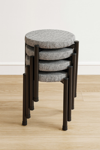 Ecowood Metal Tabure Yuvarlak - 4 Adet