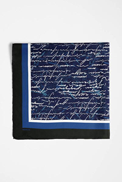 Modabutik Kadın Mavi Not Desenli 50x50 Bandana