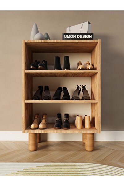 umondesign Bohem 4 Raflı 2 Kapaklı Ayakkabılık Çok Amaçlı Dolap Ayaklı Dekoratif Kapak