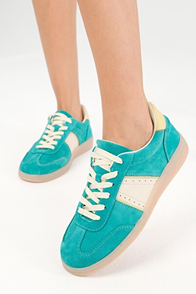 Mio Gusto Emilia Genuine Leather Green Color Women's Sports Shoes