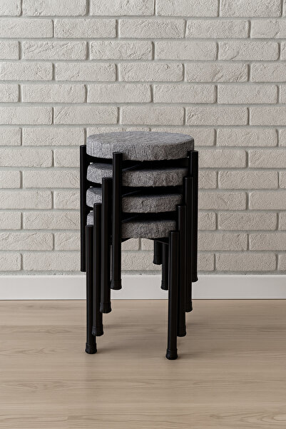 Ecowood Metal Tabure Yuvarlak - 4 Adet