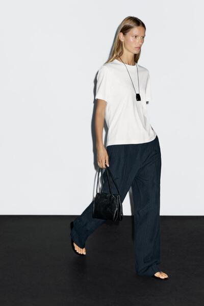 Massimo Dutti %100 pamuklu ve kısa kollu t-shirt