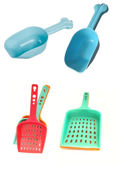 rianka Cat Dog Food Measuring Scoop Container + Cat Dog Litter Cleaning Shovel Set of 2 – Practical and Durable