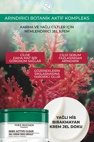 Yves Rocher Karma/Yağlı Cilt Nemlendirici Krem-Çinko&Salisilik Asit-Sebo Active Clear Botanik Kompleks-50ml