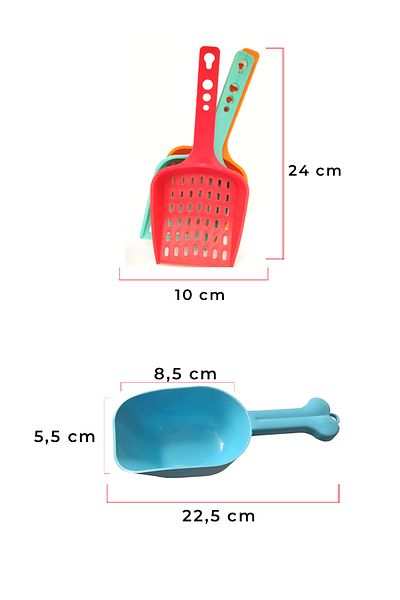 rianka Cat Dog Food Measuring Scoop Container + Cat Dog Litter Cleaning Shovel Set of 2 – Practical and Durable