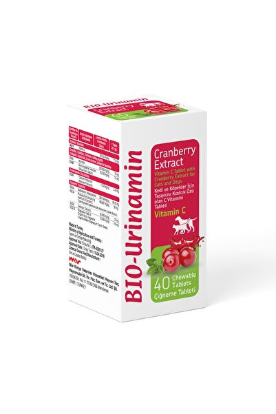 Bio PetActive Bio Urinamin Kızılcık Özlü Kedi C Vitamini 40 Tablet 12gr