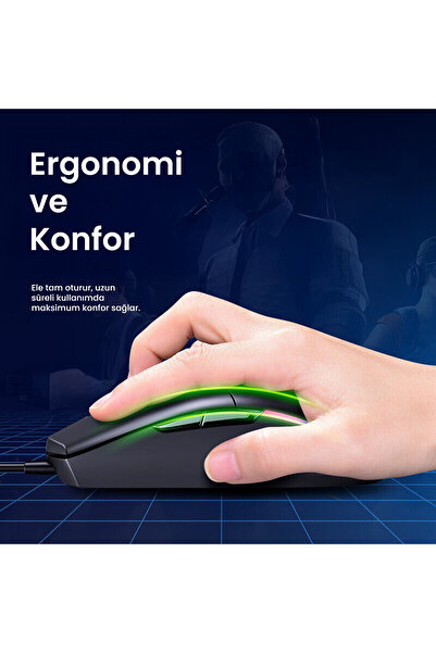 Philips SPK9304 USB Kablolu 6400DPI 6 Tuşlu RGB Aydınlatmalı Optik Mouse Siyah (Philips Türkiye Garantili)