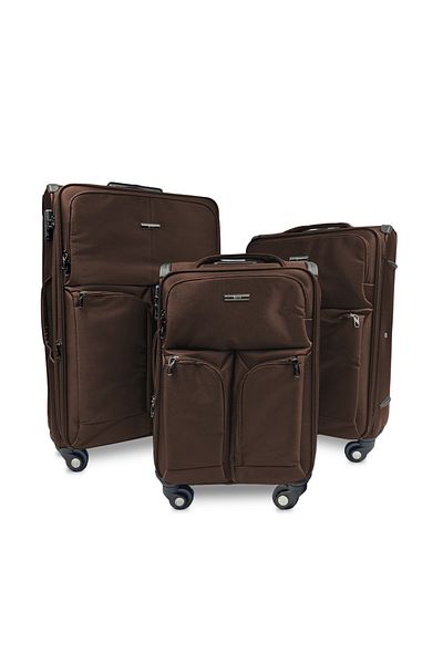 Rorik Set De 3 Trolere Textile, S 55x35x23 Cm, M 70x40x28 Cm, L 82x47x3, Roți 360°, Maro
